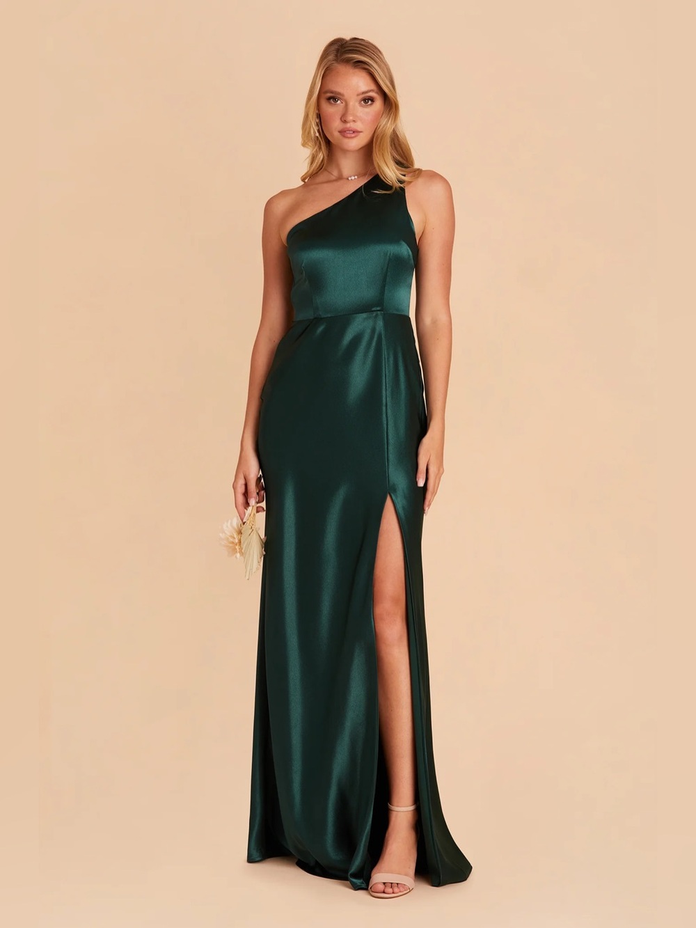 Birdy Grey Teal One-Shoulder Satin Dress WORN ONCE